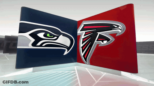 Seahawks And Falcons Logos On Wall GIF