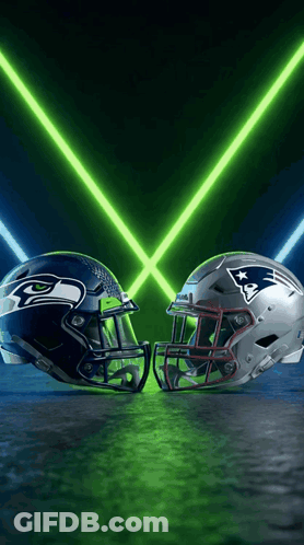 Seahawks And Patriots Helmets Crossed GIF