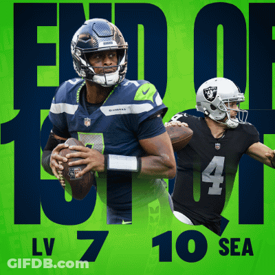 Seahawks And Raiders Poster With Two Players GIF