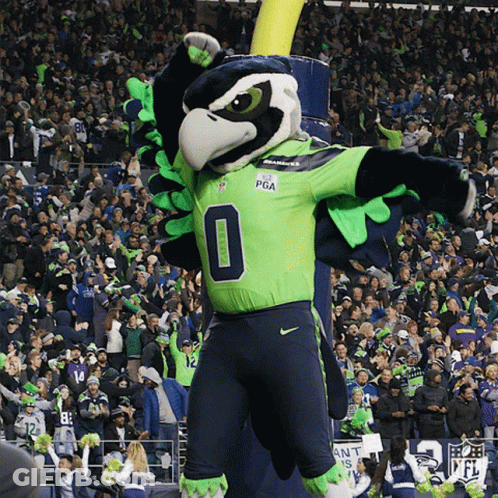 Seahawks Mascot Dancing For Crowd GIF