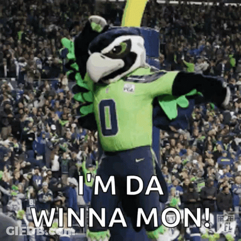 Seahawks Mascot Saying I'm Da Winna Mon GIF