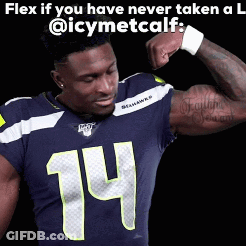 Seahawks Player Flexing Muscles Flex If You Never Taken A L @Icymetcalf GIF