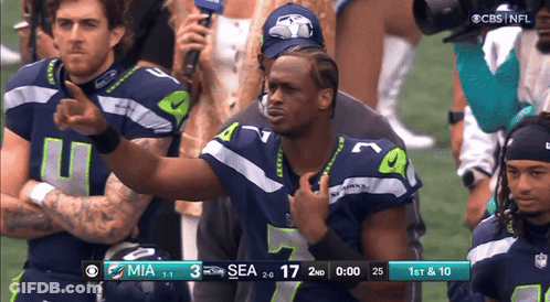Seahawks Player Thumbs Up During CBS NFL Game GIF