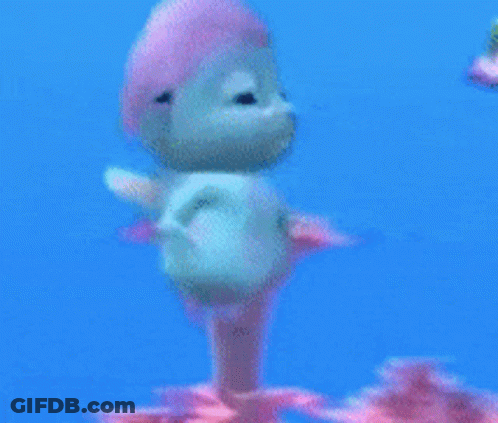 Seahorse Wearing Pink Hat Swimming GIF