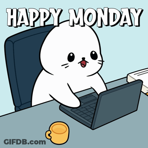 Seal At Desk Using Laptop Happy Monday GIF