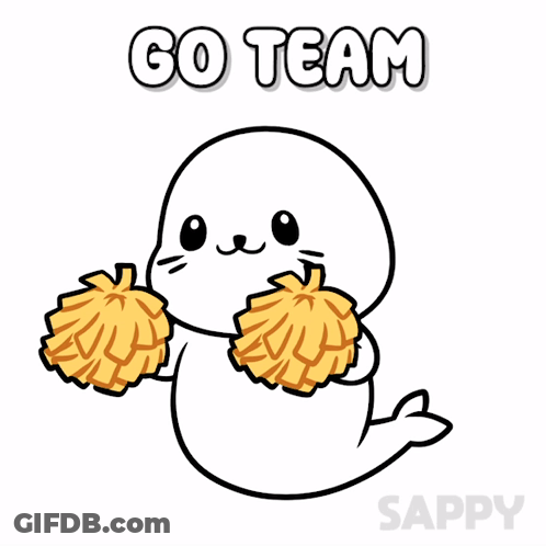Seal Cheerleader Pom Poms Go Team GIF