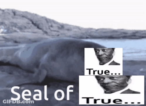 Seal Of True With Man's Picture GIF