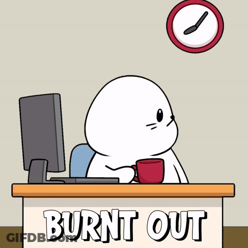 Seal Sitting At Desk With Burnt Out Sign GIF