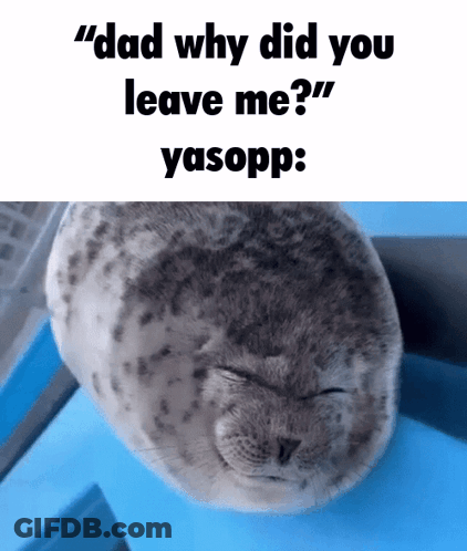 Seal Sleeping On Blue Surface Saying Dad Why Did You Leave Me GIF