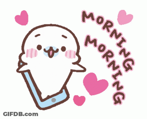 Seal Talking On Cell Phone Morning Morning With Hearts GIF