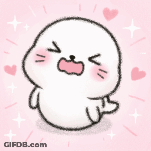 Seal With Open Mouth And Hearts Around It GIF