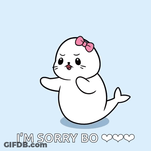 Seal With Pink Bow Saying I'm Sorry Bo GIF