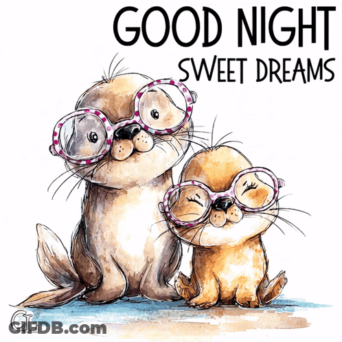 Seals Wearing Glasses Good Night Sweet Dreams GIF