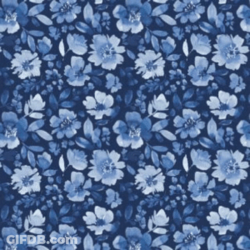 Seamless Pattern Blue Flowers On Dark Blue GIF