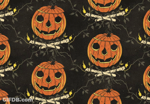 Seamless Pattern Of Pumpkins With Faces GIF