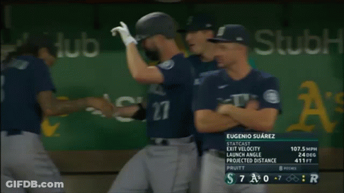 Seattle Baseball Players Celebrate GIF