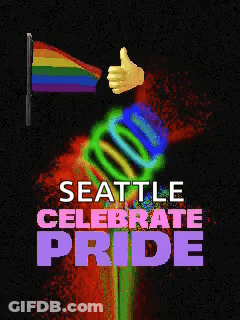 Seattle Celebrate Pride Rainbow Flag Poster GIF