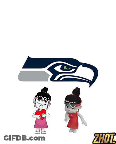 Seattle Seahawks Logo With Little Girl In Love GIF