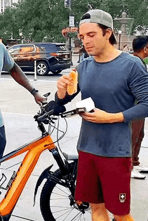 Sebastian Stan Eating Hotdog GIF