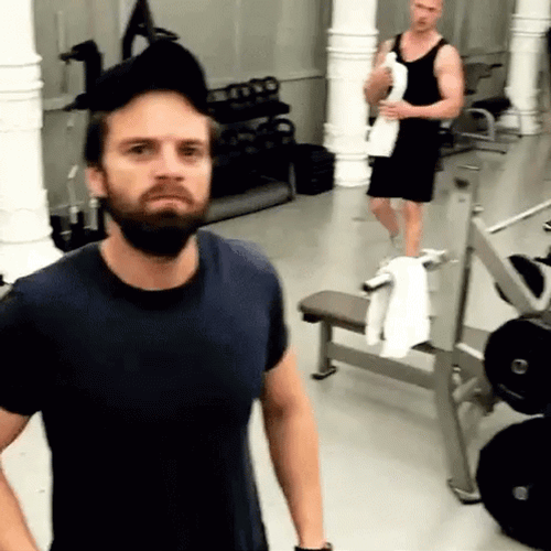 Sebastian Stan Funny Body Show Off GIF