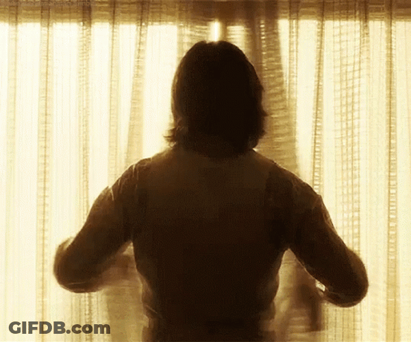 Sebastian Stan Opening Curtain GIF