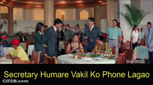 Secretary Humare Vakil Ko Phone Lagao Group Around Table GIF