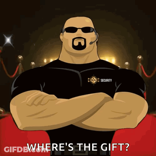 Security Guard Asking Where Gift Is GIF