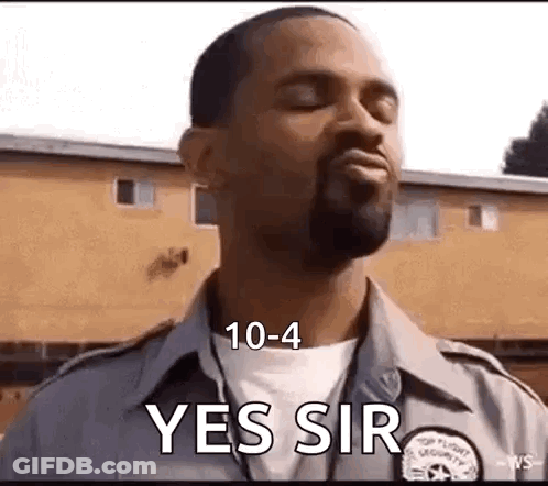 Security Guard Eyes Closed Saying Yes Sir GIF