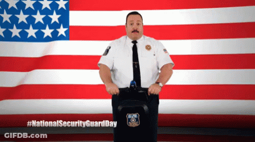 Security Guard In Front Of American Flag GIF
