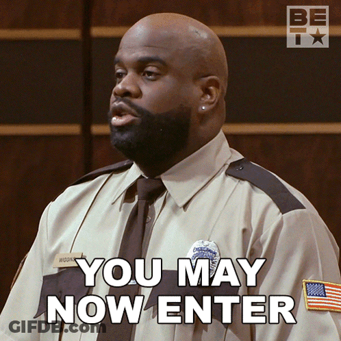 Security Guard Telling You May Enter GIF