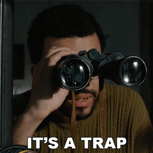 Seeing That It's A Trap Through Binoculars GIF