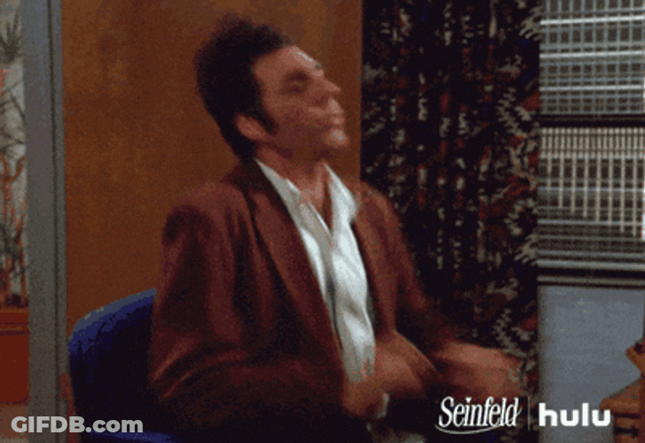 Seinfeld Kramer Giddy Up Almost Fell From Chair GIF