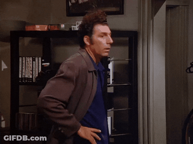 Seinfeld Kramer Giddy Up I Don't Know Gesture GIF