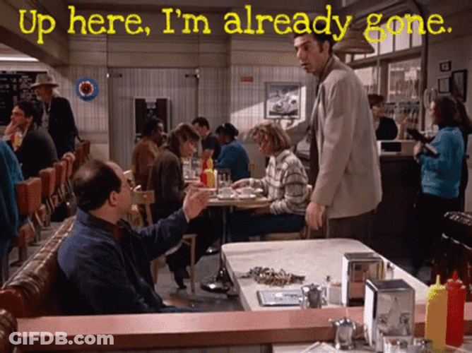 Seinfeld Kramer Giddy Up I'm Already Gone GIF