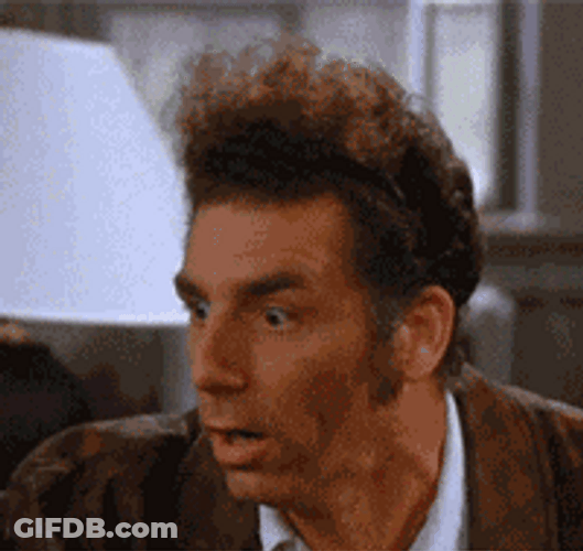 Seinfeld Kramer Giddy Up Weird Reaction GIF