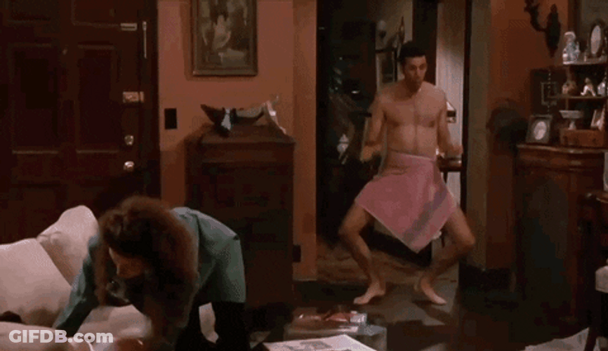 Seinfeld Kramer Giddy Up Wrapped In Towel GIF