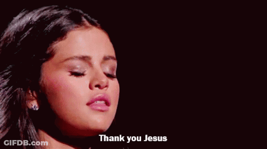 Selena Gomez Eyes Closed Thank You Jesus GIF