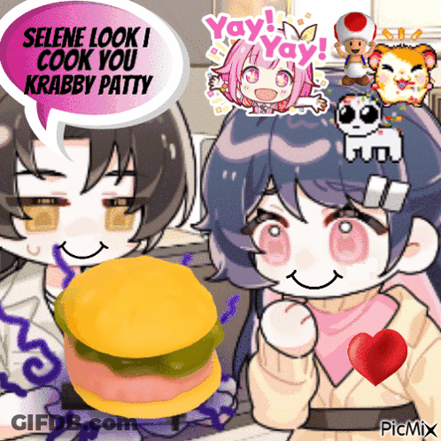 Selene And Krabby Patty Talking GIF