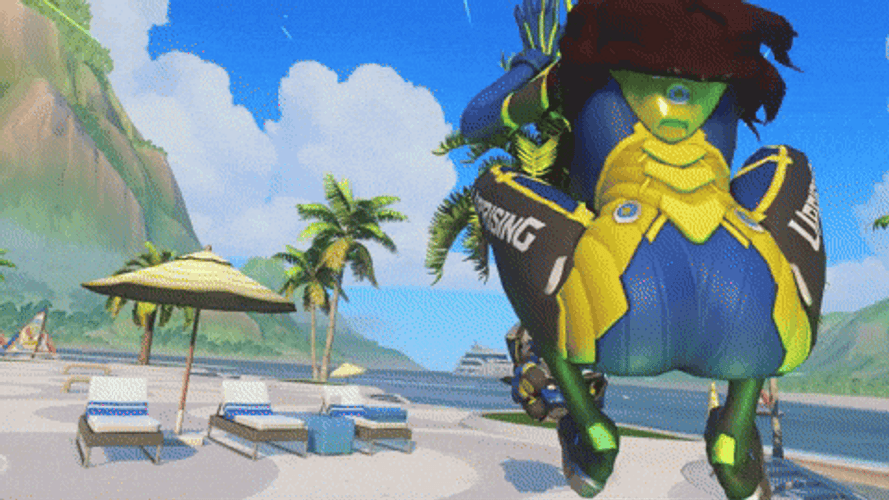 Selfie Peace Sign Dva Exploding Costume Beach GIF