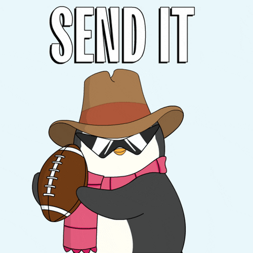 Send It Penguin Throwing Rugby Ball GIF