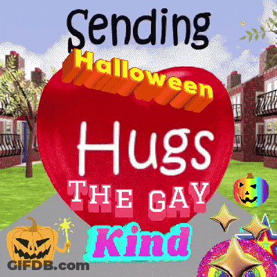 Sending Halloween Hugs Gay Kind On Red Heart GIF