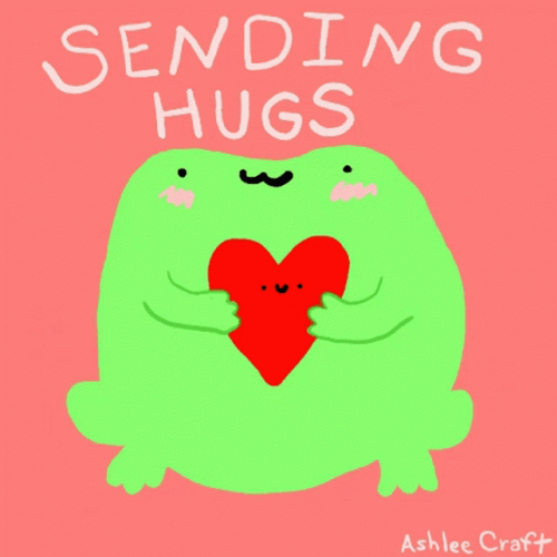 Sending Hugs Cute Frog Heart GIF