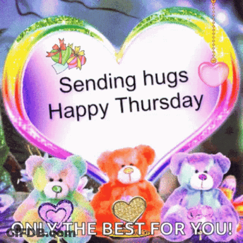 Sending Hugs Happy Thursday Greeting Card GIF