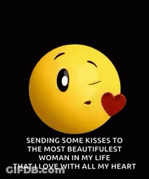 Sending Kisses Smiley Face GIF