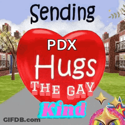 Sending PDX Hugs Red Heart GIF