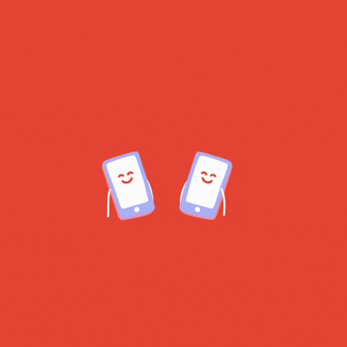 Sending Virtual Hug Cellphone Pair Animation GIF