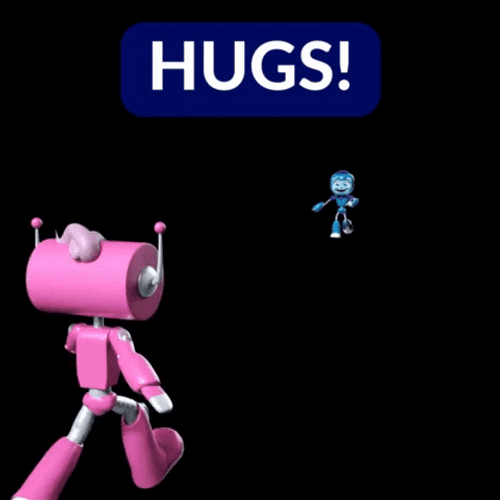 Sending Virtual Hug Robots Running GIF