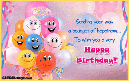 Sending Your Way A Bouquet Of Happiness To Wish You A Very Happy Birthday ! GIF