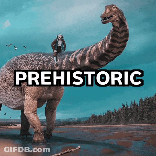 Senior Citizen With Dinos GIF