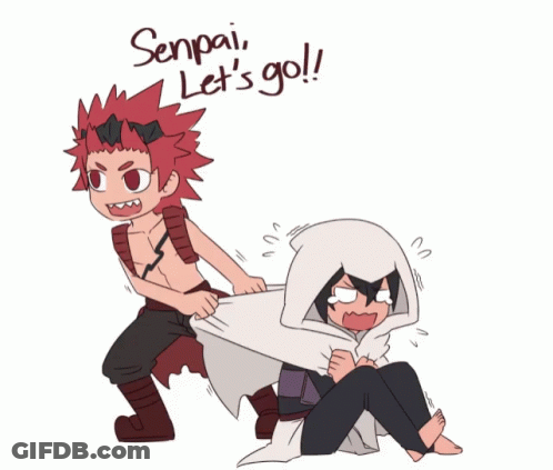 Senpai Let 'S Go Written On A Cartoon Character GIF